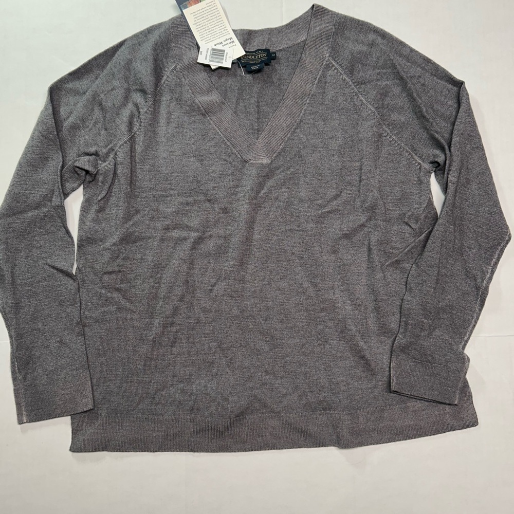 Pendleton Gray V-Neck Sweater Relaxed Fit